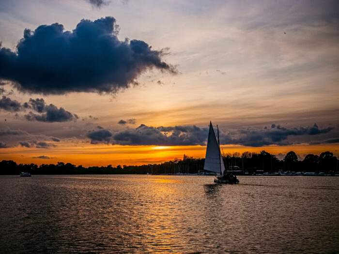 A sail boat on Wroxham Broad