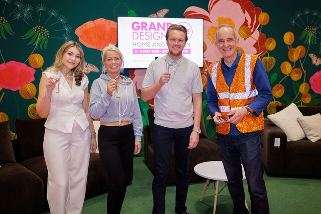 Flatpack winners with Kevin McCloud at Grand Designs Live 2025