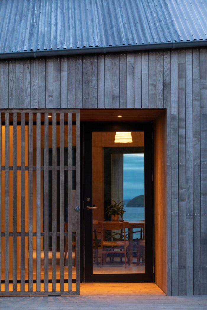 The entrance to the home is protected from the wind.