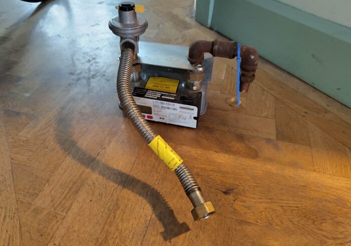 A gas meter that has been removed