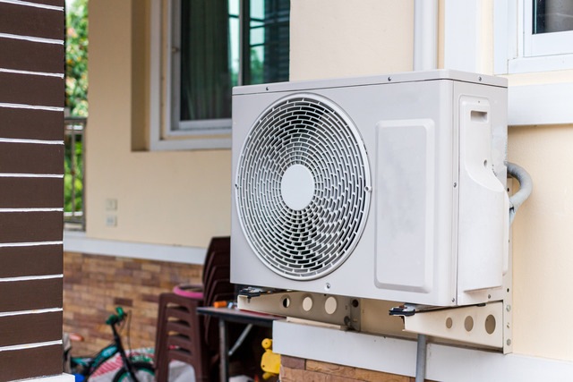 air source heat pump outside home
