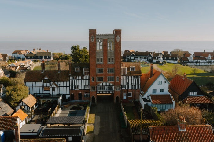 Aerial shot of Thorpeness water tower