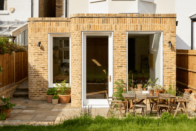 Bricked extension on Victorian property in East London, providing more light and views of the garden