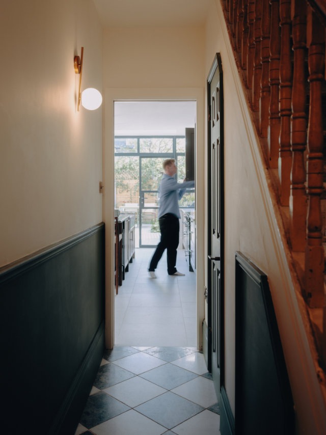 Natural light in hallway of Tooting house