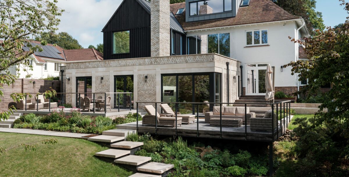 Rear exterior extension in brick and timber cladding