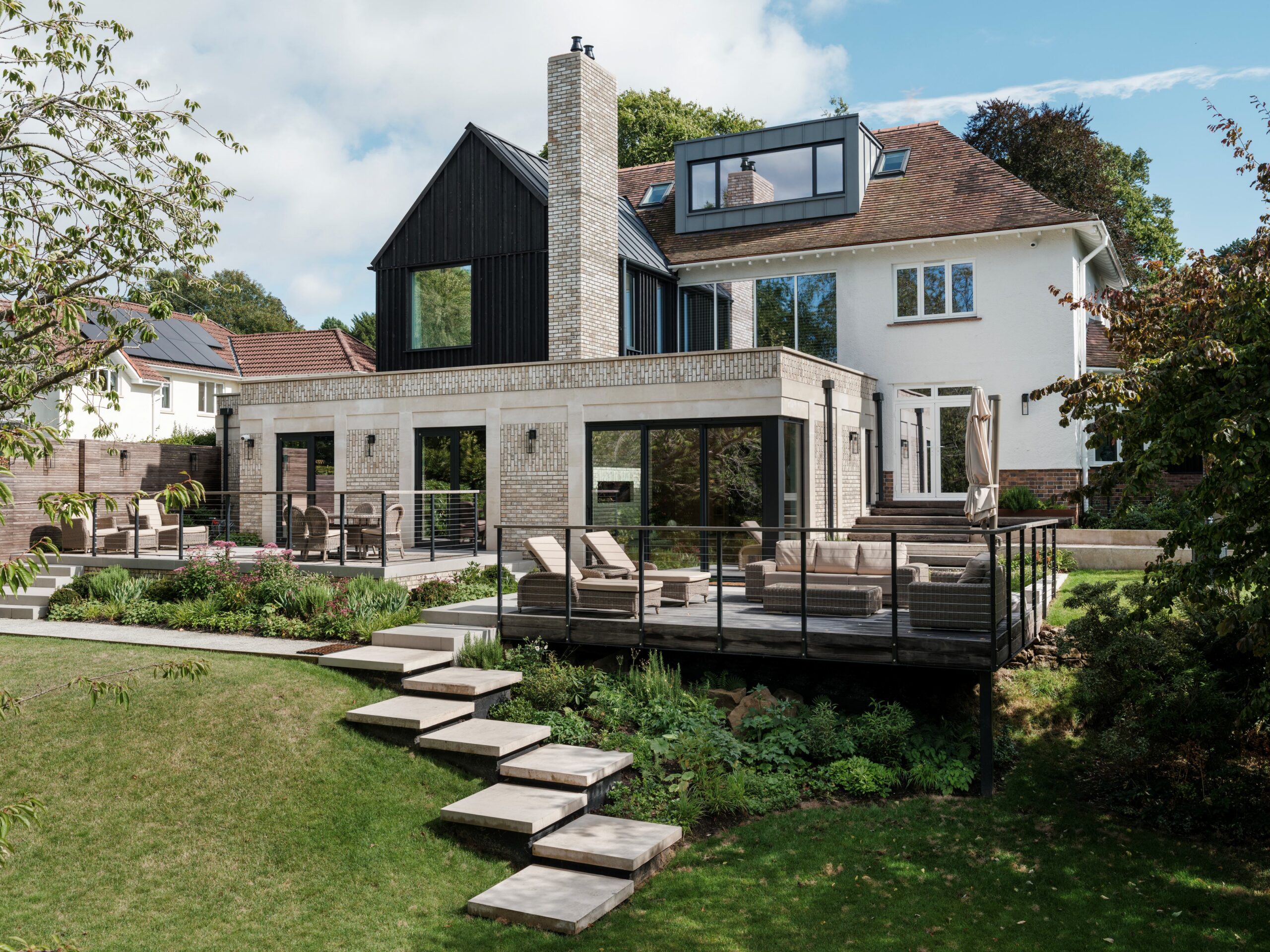 Rear exterior extension in brick and timber cladding