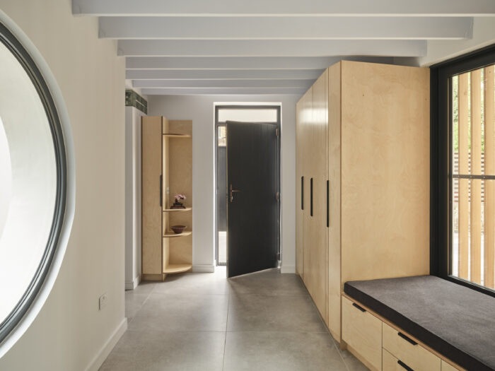 The angled entrance hall