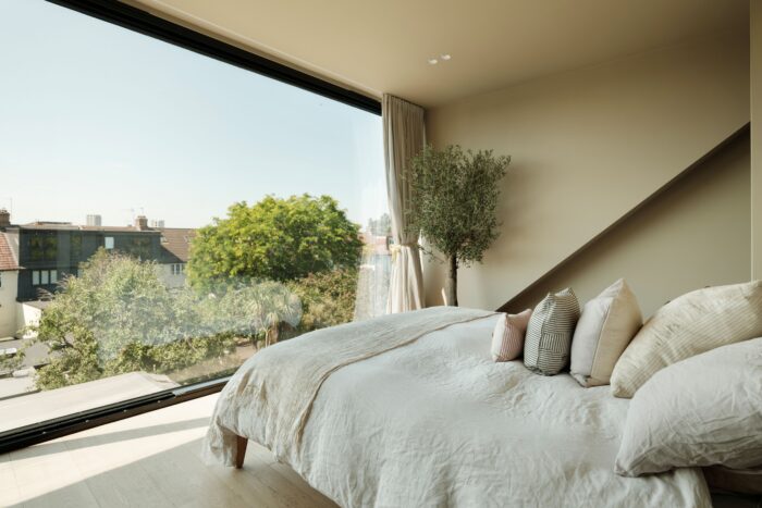 Loft bedroom with picture window